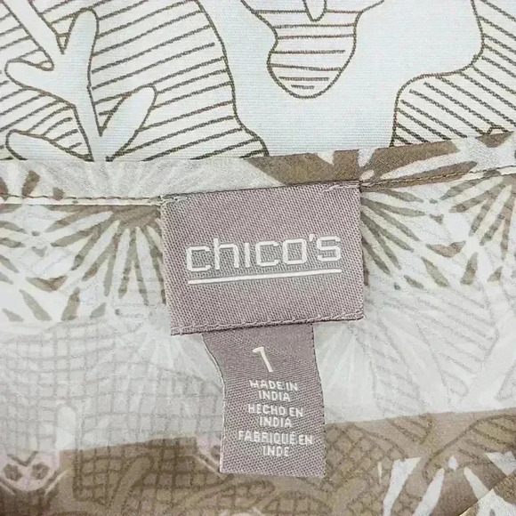 Chico's printed Women's Chiffon Blouse Keyhole Size 1/M - Picture 6 of 8